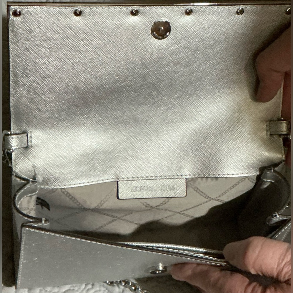Michael Kors Silver Leather Clutch - Picture 6 of 13